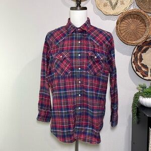 Vintage Men’s Saddle King Western Pearl Snap Flannel Snap Up Pink Red Blue Green